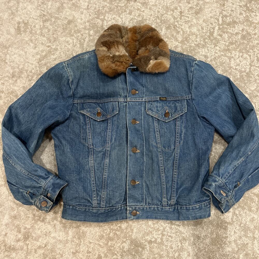 Vintage Wrangler Jean Jacket With Fur Lining By Revillon Boutique Paris Women M